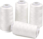 ilauke 4 x 3000 Yards Serger Thread Spools White Polyester Sewing Thread Overlock Cone