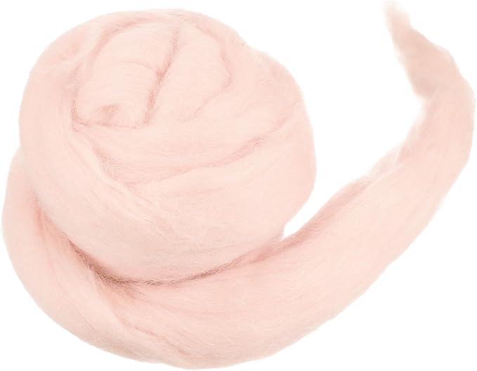 MECCANIXITY Wool Roving Yarn Soft Felting Wool 50g/1.76oz Pure Chunky Roving Yarn for Needle Felting Knitting Blanket Spinning Weaving Art DIY Craft Pink