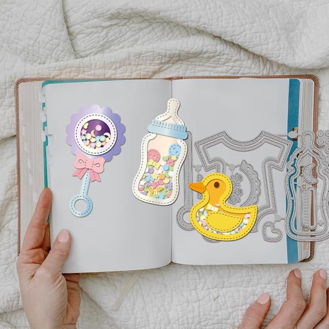 GLOBLELAND Infant Cloth Shaker Cutting Dies for Card Making Duck Shaker Cut Die for DIY Scrapbooking Journal Embossing Paper Craft Decor