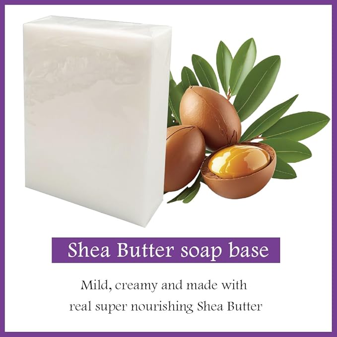 2lbs Shea Butter Soap Base for soap making, with Goats Milk/Honey/Shea Butter/Aloe Vera/Oatmeal Milk/Coconut Oil/Cocoa Butter/White Glycerin, Moisturizing Melt and Pour Soap Base