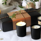 Thick Candle Jars for Making Candles 16 Pcs, 7 OZ Empty Jars with Wood Lids for Candle Making, Sample Container, Matte Black