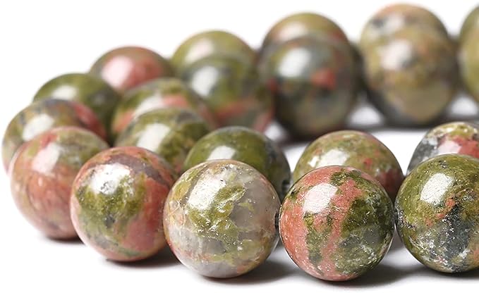60pcs 6mm Natural Unakite Gemstone Beads Round Loose Beads for Jewelry Making DIY Bracelet Necklace…
