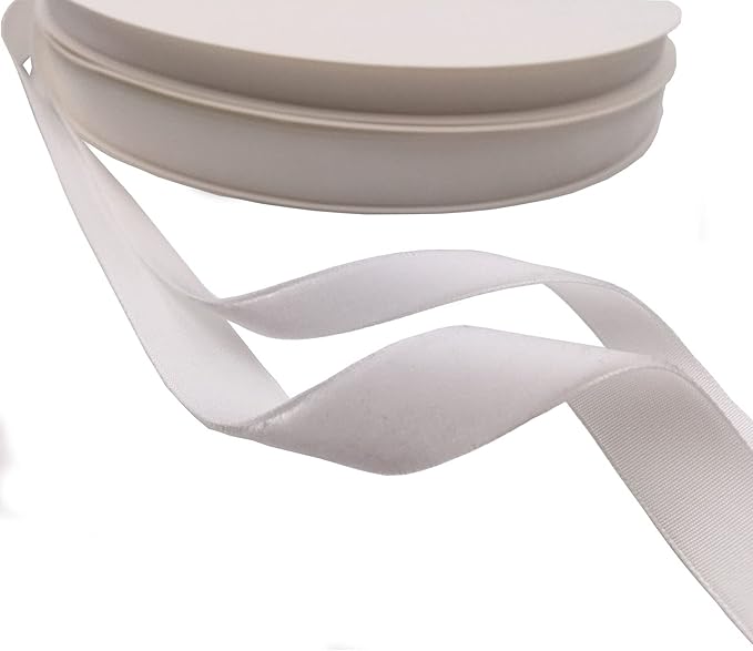 Nylon Velvet Ribbon Single Faced,5/8 Inch X 25Yards Spool (White)