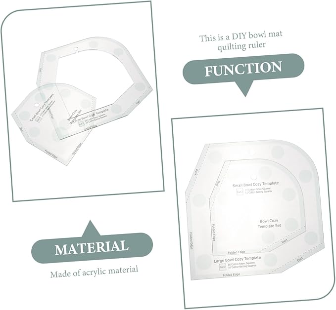 EXCEART Acrylic Sewing Template Ruler for Quilting and Patchwork with Bowl Cozy Pattern Lightweight Durable Acrylic for Home and Craft Use 3 Sizes