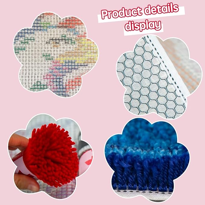 DL-YTG Latch Hook Kits Rug American Flag Crochet Yarn Cushion Colour Pre-Printed Canvas Cover Rug Needlework DIY Hook and Latch Kit Christmas Home Decoration 52x38cm/20 X15inch