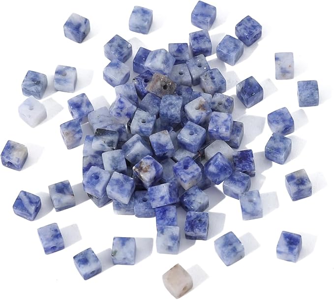 Natural Blue Sodalite Square Stone Beads 4x4mm 85pcs Cube Loose Semi Gemstone Beads for Jewelry Making Design