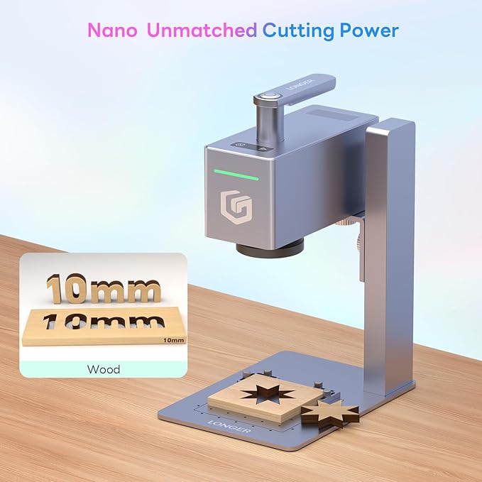 Longer Nano Pro 12W Portable Laser Engraver with Rotary Extension and Slide Extension, 5000mm/s High-Speed, DIY Engraver Tool for Wood, Acrylic, Leather, Cloth, Metal, Ceramics