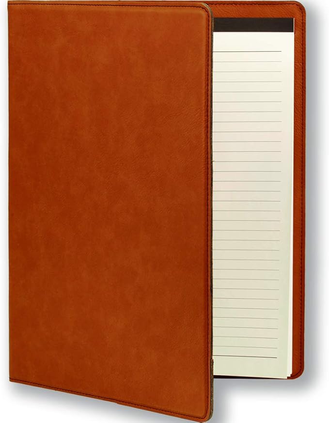 Large 9.5" X 12" Portfolio Notepad, Lineman, Personalized Engraving Included (Dark Brown)