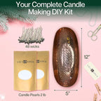 LILY LADUE 2lb/32OZ Pearled Candles Sand and Wicks with Copper Bowl - White Unscented Plant-Based Pearl Sand Wax with 48 Wicks, Gift-Ready DIY Candle Making Kit with Reusable Powder Wax Beads