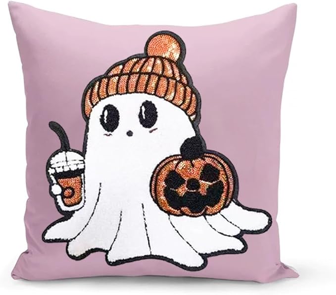 Halloween Ghost Iron on Patches Pumpkin Chenille Embroidery Sew on Stickers Applique for DIY Crafts T Shirt Clothing Jackets Backpacks Jeans Party Decorations Accessories