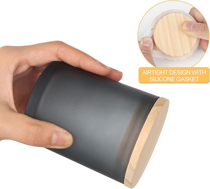 Thick Candle Jars for Making Candles 16 Pcs, 7 OZ Empty Jars with Wood Lids for Candle Making, Sample Container, Frosted Gray
