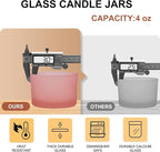 SHOWIN Thick Candle Jars for Making Candles 16 Pcs, 4 OZ Empty Jars with Wood Lids for Candle Making, Sample Container - Dishwasher Safe, Frosted Pink