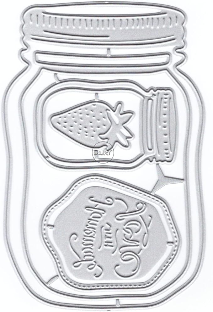 DzIxY Delicious Bottle Strawberry Metal Cutting Dies for Card Making Embossing Paper Die Cuts Sets Album Scrapbooking Templates Stencils Storage Pockets