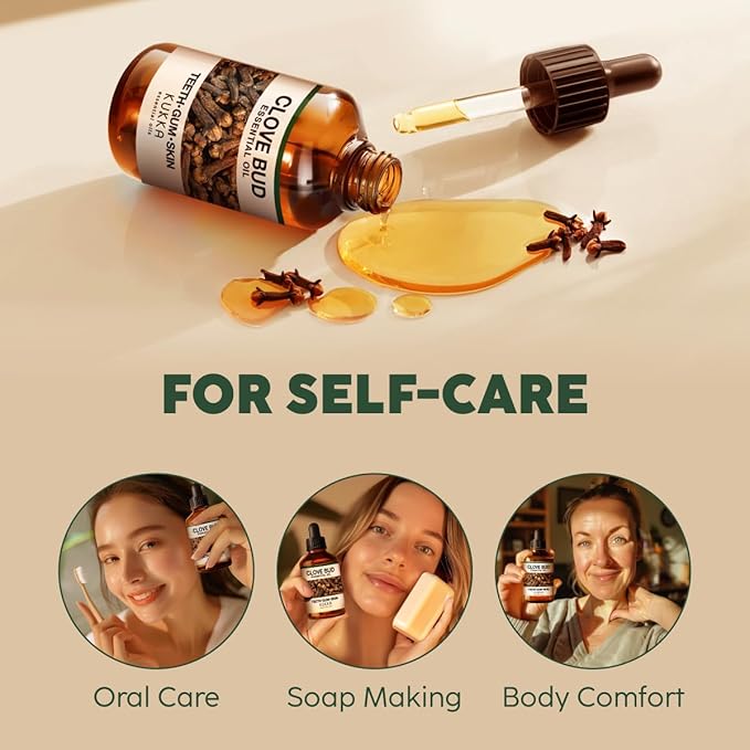KUKKA Clove Essential Oils - 4 Fl Oz - for Hair, Skin, Diffuser, Aromatherapy & DIY Soap Making Scent
