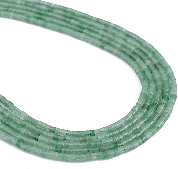 Natural Green Aventurine Spacer Beads Caps Flat Round Loose Beads for Beading Jewelry Making 3mmx2mm 38cm