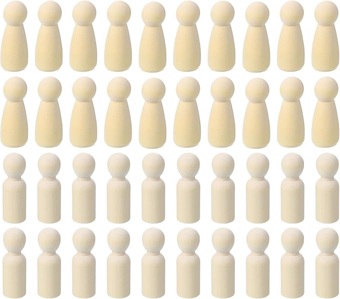 PATIKIL 2.1" Height Wooden Pegs Peoples, 52Pcs Wood Pegs People Unfinished Bodies Natural Wood Figures for Painting DIY Crafts Arts Graffiti