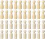 PATIKIL 2.1" Height Wooden Pegs Peoples, 52Pcs Wood Pegs People Unfinished Bodies Natural Wood Figures for Painting DIY Crafts Arts Graffiti