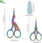 BIHRTC Rainbow Embroidery Small Precision Stainless Steel Scissors with Leather Cover DIY Tools Shears for Crochet Sewing Crafting Art Work Threading Needlework Knitting