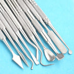 TOVOT 10PCS Stainless Steel Clay Sculpting Tools Metal Sculpting Tools Double-Side Clay Modeling Tools Wax Carving Tools (Silver-2)