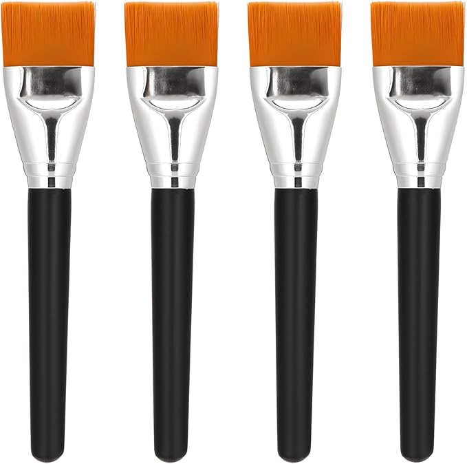1.5 inch Flat Paint Brushes for Acrylic Painting 4 Pieces Professional Artist Brush Large Base Coating Paint Brushes for Acrylic Watercolor Gouache Oil and Body Painting