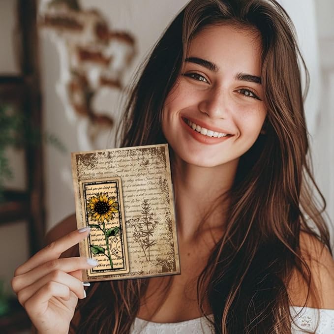 GLOBLELAND Vintage Text Background Clear Stamps for Cards Making Retro Flowers Butterfly Clear Stamp Seals 5.83x8.27inch Transparent Stamps for DIY Scrapbooking Photo Album Journal Home Decoration