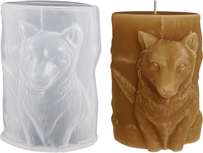 Cylinder Wolf Silicone Molds - Resin, Cake, Soap & Clay Molds - Candle Making & Craft Supplies
