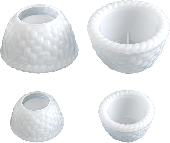 2 Pack Basket Cylinder Candle & Resin Mold - Resin Casting Silicone Molds for Home Decor & Candle Making Wave Spiral Mold
