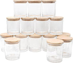 10 OZ Thick Candle Jars for Making Candles 15 Pcs, Empty Jars with Wood Lids for Candle Making, Sample Container, Clear