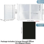10 Pcs 0.3mm Magnet Sheets and 80 pockets/20 pages Storage Album for Stamp and Cutting Dies Storage Book Organizer Folder for Storage Die Cutting, DIY Scrapbooking Card Making Supplies (Clear)