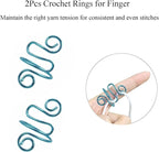 2Pcs Crochet Rings for Finger, Adjustable Open Yarn Guide Crochet Tension Ring for Crocheting Knitting Accessories Supplies Yarn Tension Loop Ring for Finger (Turquoise), SATONBEYI