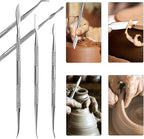 TOVOT 10PCS Stainless Steel Clay Sculpting Tools Metal Sculpting Tools Double-Side Clay Modeling Tools Wax Carving Tools (Silver)