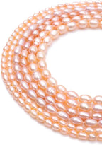 Natural Pearl Beads Rice 4-5mm Pink Freshwater Cultured Loose Gemstone Beads for DIY Jewelry Making 13.8''/Strand