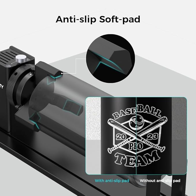 Official Creality Rotary Kit Pro, Laser Rotary Roller 4 in 1 Multi-Function Engraving Accessories for Laser Engraver, Jaw Chuck Rotary for Engraving Cylindrical Objects, Wine glass, Baseball Bat, Ring