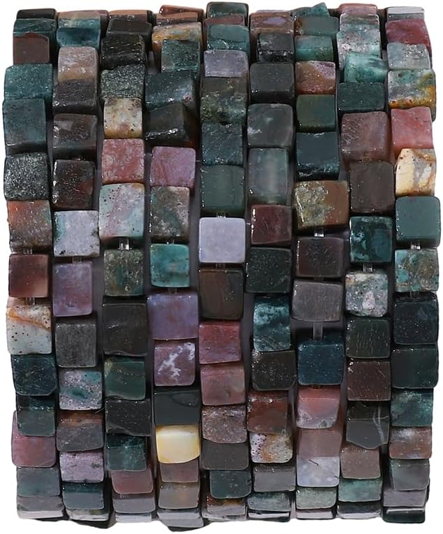 Natural Indian Agate Square Stone Beads 4x4mm 85pcs Cube Loose Semi Gemstone Beads for Jewelry Making Design