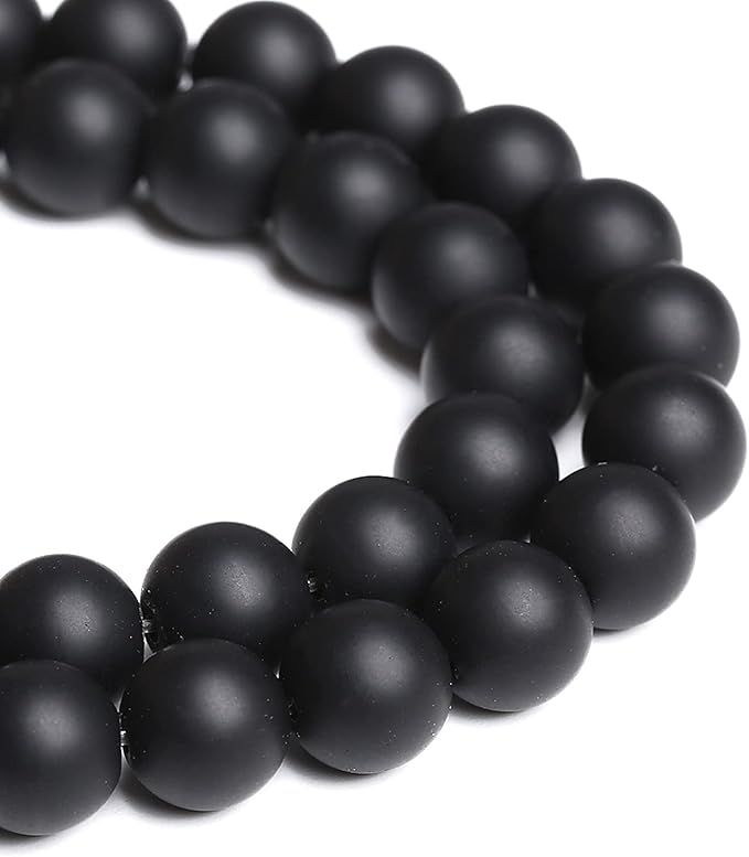 12MM 32PCS Natural Stone Matte Black Agate Loose Beads for Jewelry Making DIY Bracelet Necklace