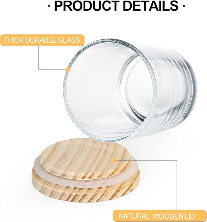 Thick Candle Jars for Making Candles 16 Pcs, 7 OZ Empty Jars with Wood Lids for Candle Making, Sample Container, Matte Black