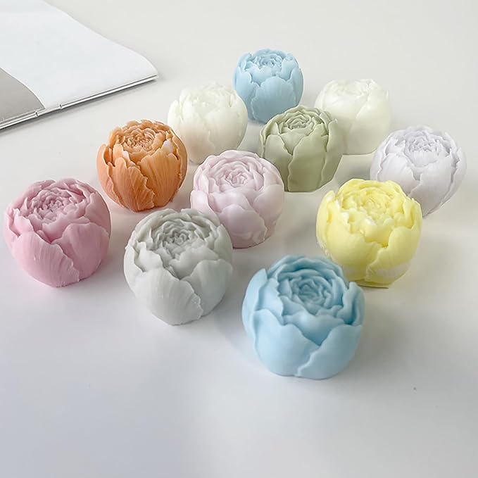 2 Pack Bud Flower Candle Mold - Resin Casting and Soap Making Silicone Molds for Home Decor - 3D Animal Clay Mold