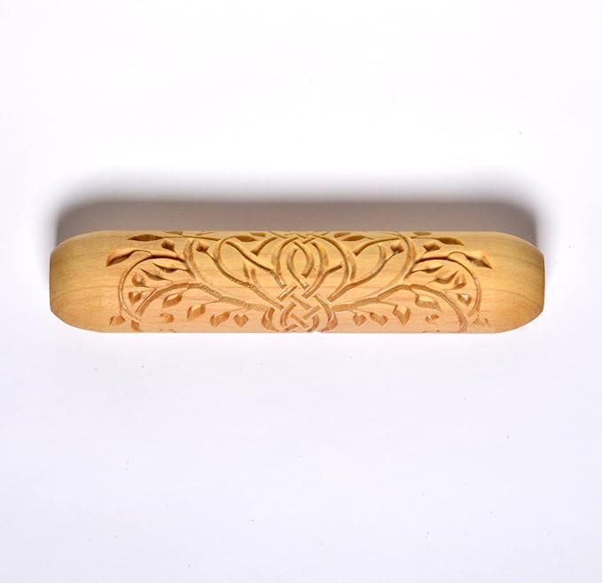 MKM Pottery Tools Wood Big Hand Rollers for Clay (BHR-75 Celtic Tree of Knowledge)