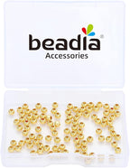 14K Gold Plated Round Spacer Beads 4mm 100pcs for Jewelry Making Findings Non Tarnish