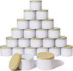 Aroparc Candle Tins 8oz with Lids, 24 Pack Seamless Candle Containers for Candle Making Supplies Empty Candle Jars - Wood Grain Lids White Tins