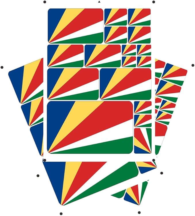 World Seven Continents Most Country Seychelles Flag Stickers Different Sizes Sticker (Yellow Seychelles)