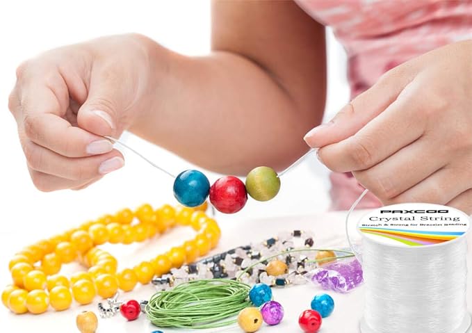 Paxcoo 0.8mm Elastic String, Stretchy Bracelet String Crystal String Bead Cord for Bracelet, Beading and Jewelry Making (120 m)