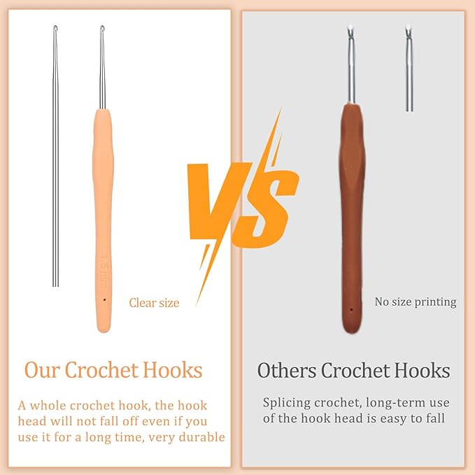 1.5 mm Crochet Hook, Ergonomic Handle for Arthritic Hands, Extra Long  Knitting Needles for Beginners and Crocheting Yarn (1.5 mm)