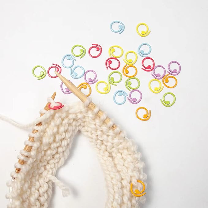 Wonafa 30pcs Spiral Stitch Markers for Knitting & Crochet, Metal, Adults