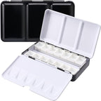 LOONENG Metal Watercolor Tin with Fold-Out Palette, Small Tray Palette with 14 Empty Half Pans for Plein Air, Acrylic and Oil Painting
