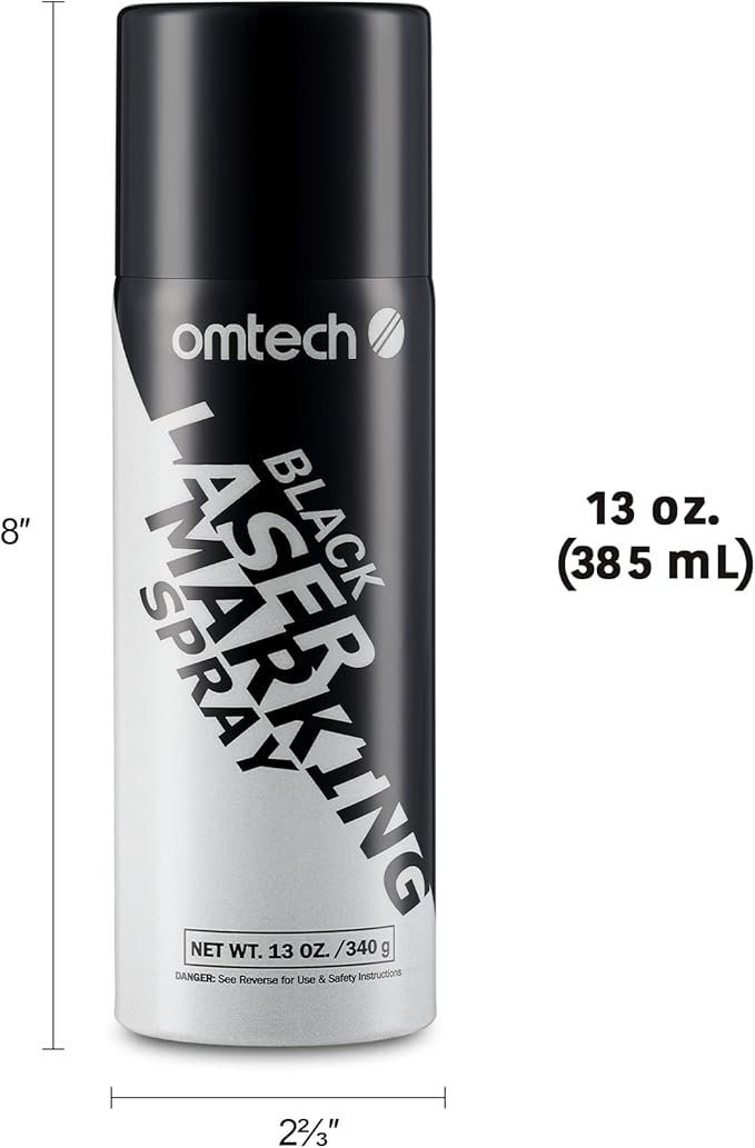 OMTech Laser Marking Spray, Metal Laser Marking Fluid for CO2 Laser Engravers, 3×13oz Aerosol Spray for Black Laser Engraving Metal, Laser Ink for Aluminum Stainless Steel Brass(3 Pack)