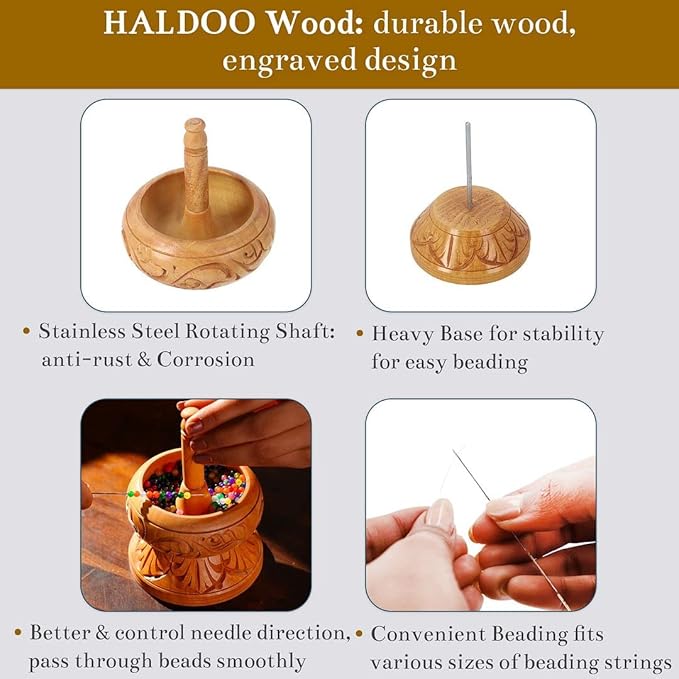 SHOP LC DELIVERING JOY Clay Bead Spinner Kit for Jewelry Making with Big Eye Beading Needle and 3 mtr Wire - Necklace Bracelet Maker Wooden Crafting Birthday Gifts for Womens - Haldoo