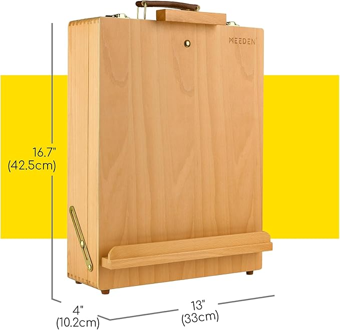 MEEDEN Extra-Large Tabletop Easel, Solid Beech Wood Table Top Easels for Painting Canvas, Sketchbox Easel, Table Art Easel for Adults & Artist, Art Supplies Storage Box,Hold Canvas Up to 28"