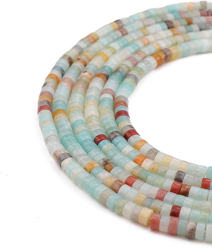 Natural Amazonite Spacer Beads Caps Loose Semi Gemstone for Beading Jewelry Making 4mmx2mm 38cm