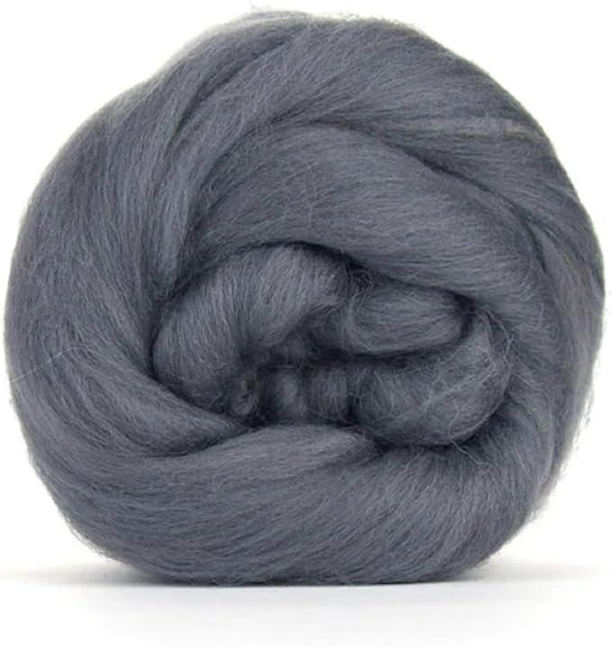 Revolution Fibers Merino Wool Combed Top | 1 lb Premium Wool Roving | 22 Micron, Best Merino Wool for Spinning, Tapestry, Needle Felting, Big Yarn Roving and Wall Hangings (Granite)